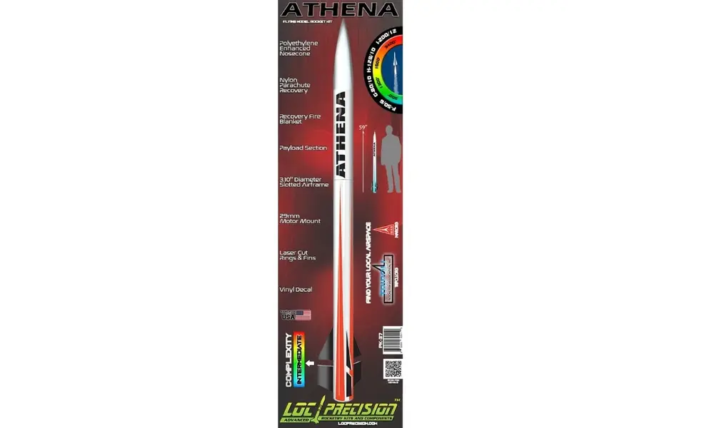Athena rocket 3.1" 79mm  F-I motors - 29mm - Intermediate model rocket kit, 4 image model rocketry