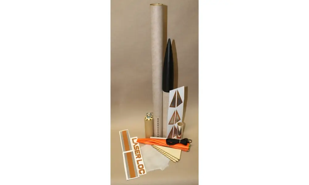 Laser LOC 163 modelbouwraket met minimale diameter van 38 mm die hoog vliegt op E- tot H-motoren., 2 image