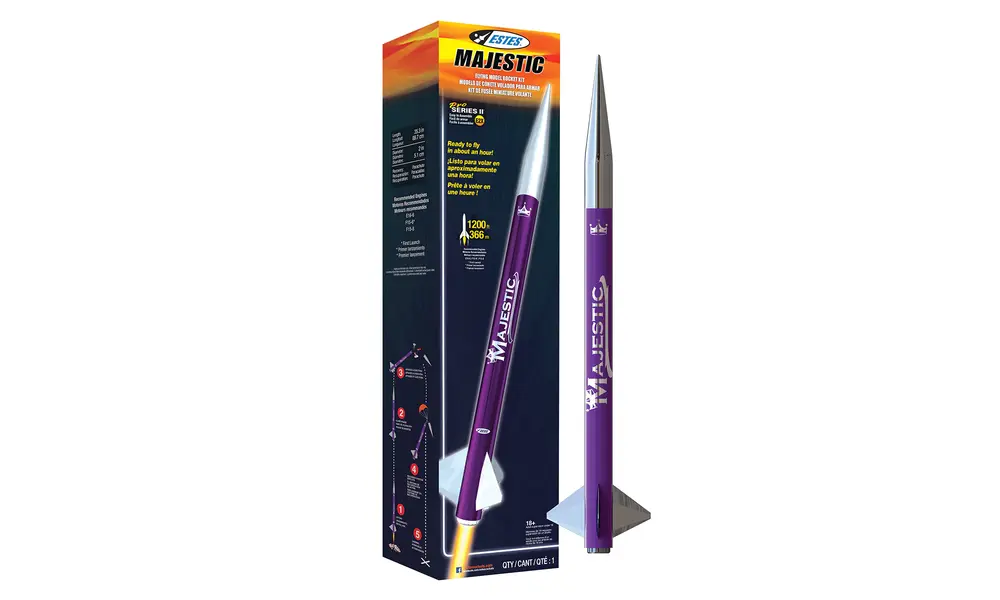 Modelová stavebnice rakety Estes Pro Series II Majestic s motory EF středního výkonu