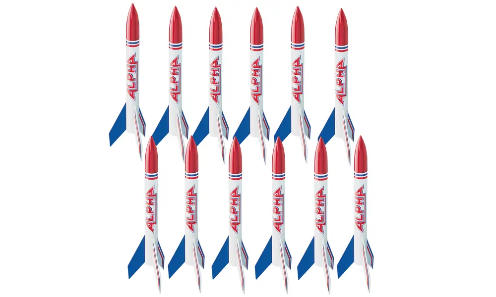 12x kit squadra Estes Alpha - Costruisci qui il tuo pacchetto completo - Incolla sulle pinne - Confezione da 12
