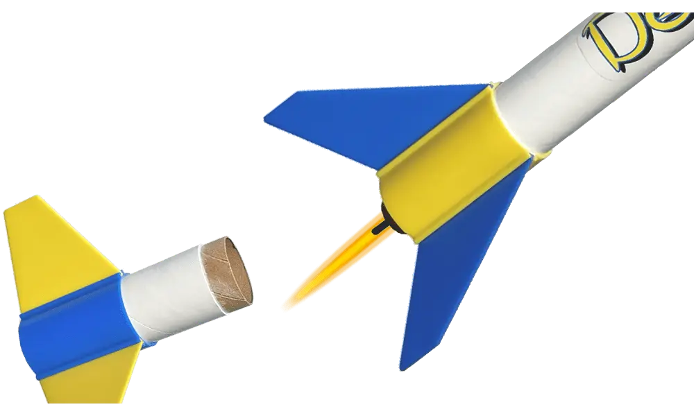 Klima Delphinus -rakettimallisarja - Nopea ja helppokäyttöinen kaksivaiheinen hyötykuormalla varustettu raketti, laadukas sarja, 2 image model rocketry
