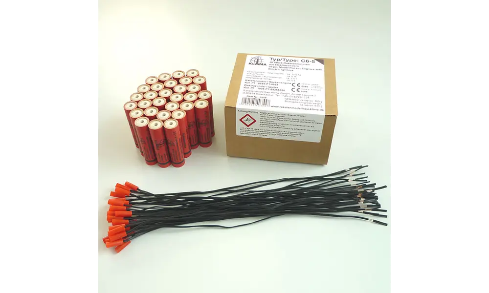 Paquete Klima C6-5 Team que incluye encendedores electrónicos (30 piezas) motores de cohetes a granel, Opciones de producto: Paquete a granel Klima - C6-5 - paquete de 30