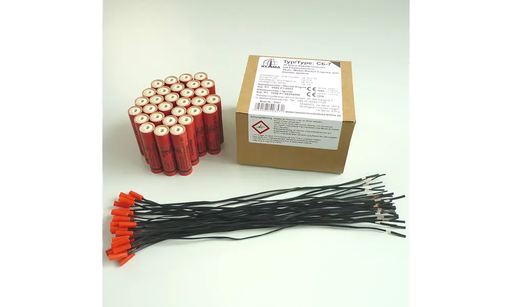 Klima C6-7 Teampakket inclusief elektronische ontstekers (30 stuks) raketmotoren motoren bulk, Productopties: Klima grootverpakking - C6-7 - 30 stuks