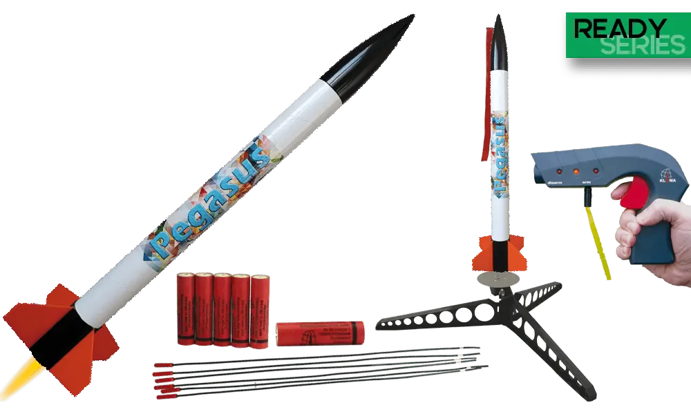 Deluxe Pegasus starter set, Ready to Fly All in for 6 launches, Klima model rocket kit model rocketry