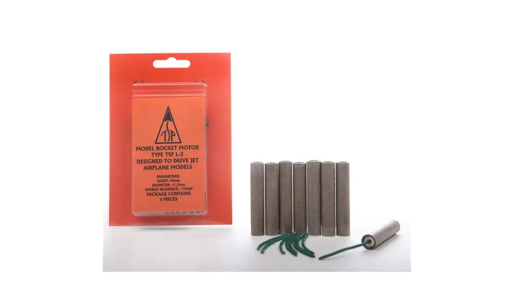 TSP L-2 (A0.17-P) Åtta (x8) förpackningar med 11,2 mm modellmotorer för glidflygplan model rocketry