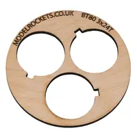 2x BT80 (65 mm) 3x24 mm centreringsring med urskärning för fästkrok (3 mm plywood), Andra produktalternativ: BT80 3x24mm (hook) model rocketry
