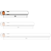 Runkoputki 26 mm x 200 mm, jossa 4 valmiiksi leikattua uraa Klima model rocketry