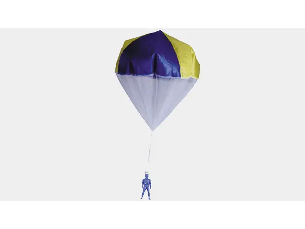 48cm Skydiver man with sewn parachute, Klima, Other product options: 480mm Klima sewn parachute - With skydiver model rocketry