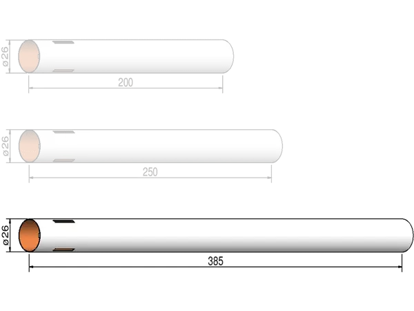 Body tube 26mm x 385mm - 3 slots - airframe Klima model rocketry