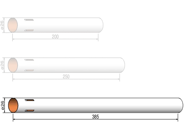 Body tube 26mm x 385mm - 4 slots - airframe Klima model rocketry