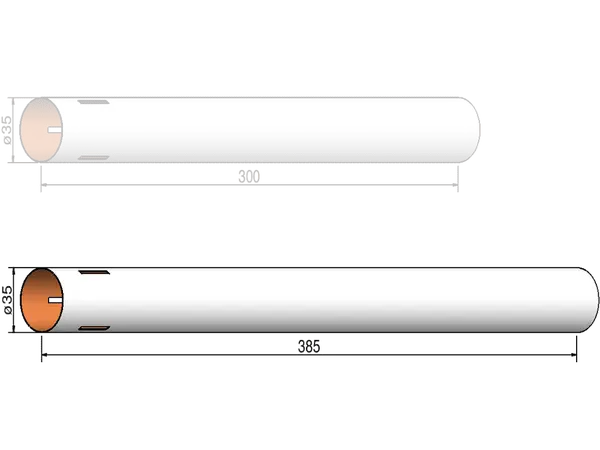 Body tube 35mm x 385mm - 3 slots - airframe Klima model rocketry