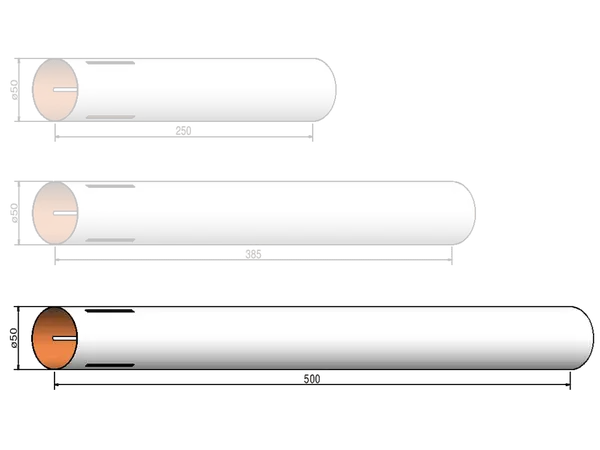 Tube de corps 50mm x 500mm - 3 emplacements - cellule Klima