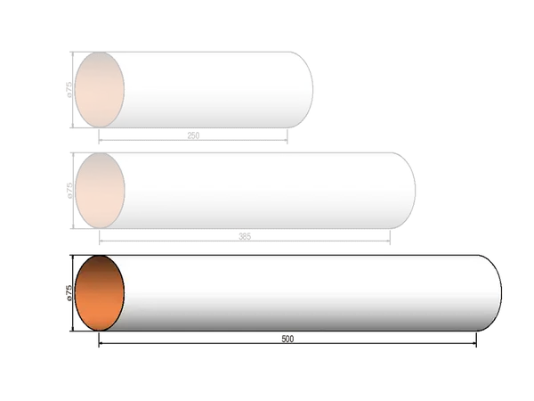 Tube de corps 75mm x 500mm - cellule Klima