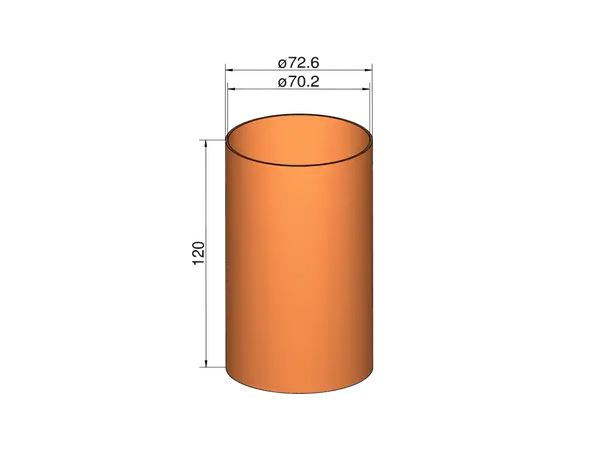 Coupleur pour tubes 75mm (OD 72.6mm) - longueur 120mm