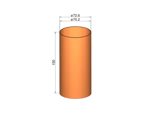 Coupleur pour tubes de 75 mm (OD 72,6 mm) - longueur 150 mm