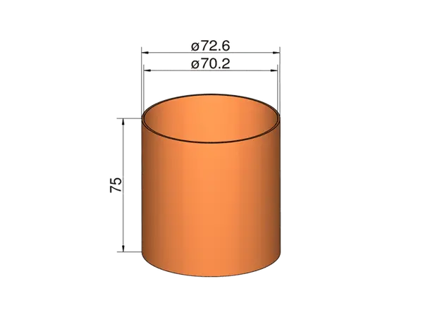 Coupleur pour tubes de 75 mm (OD de 72,6 mm) - longueur de 75 mm