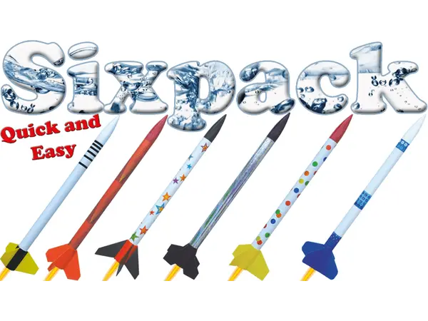 Six pack quick and easy model rocket kit, almost ready to fly 18mm mount A-C motors Klima model rocketry