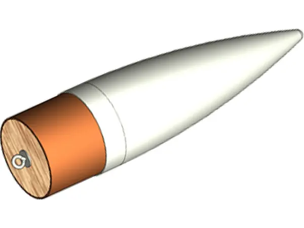 75-міліметровий носовий наконечник, білий ABS-пластик, Other product options: Klima nosecone 75mm white model rocketry