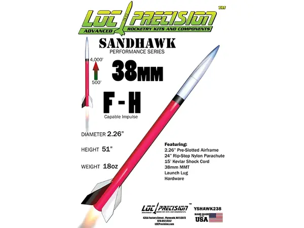 2,26" Sandhawk locomotief precisie mid-high power modelraket kit