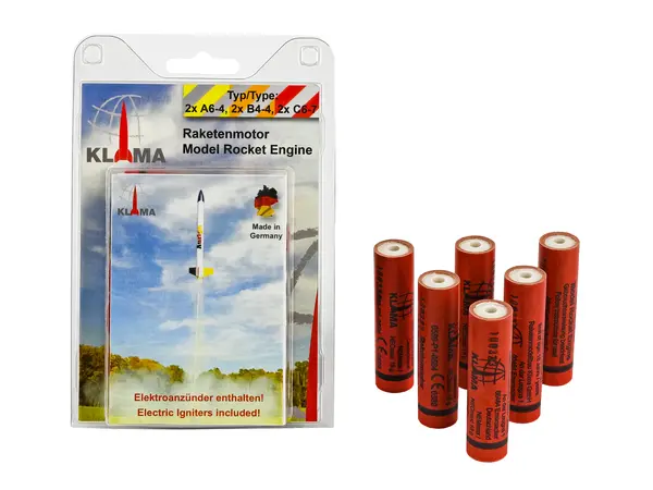 Sada raketových motorů Klima pro modely ABC Six Pack 18mm (2xA6-4, 2xB4-4, 2xC6-7)