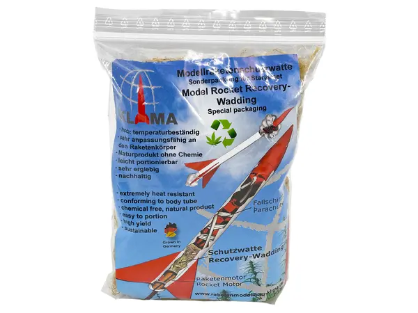 Bawełna ochronna Klima (MAŁA TORBA) - Naturalna wata trudnopalna chroni system odzyskiwania rakiet, Opcje produktu: Wata naturalna Klima - mała