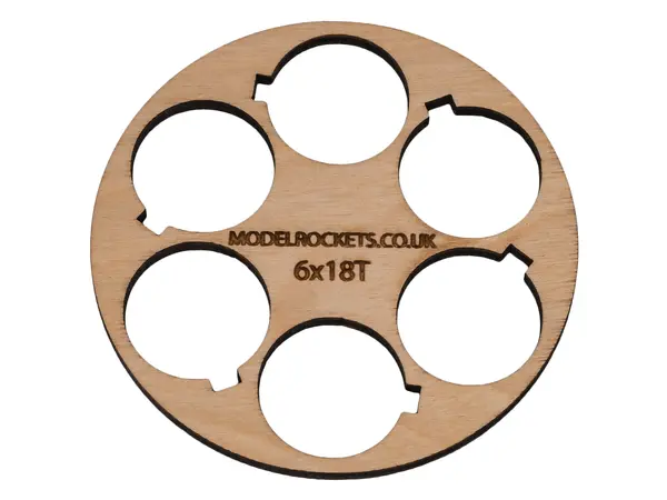 2x BT80 (65mm) 6x18mm centering ring with cut out for retaining hook (3mm plywood), Other product options: BT80 6x18mm (hook) model rocketry