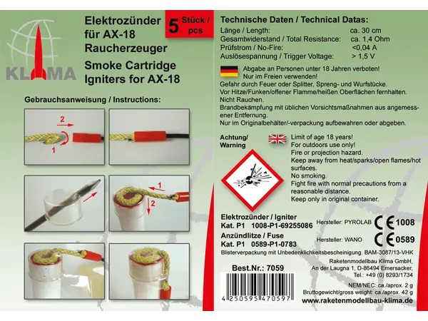 Klima 6 pack zapalovače / startéry pro modely raket [CLONE] [CLONE]
