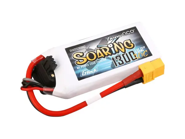 Li-Po G-Tech 2S 7.4V 1300mAh 30C Soaring with XT60 connector model rocketry