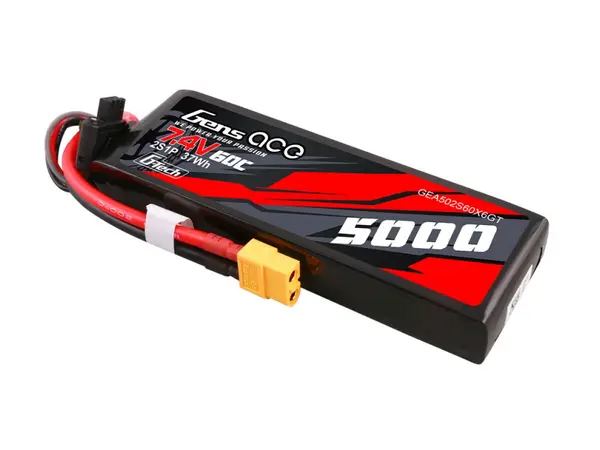 Batería de polímero de litio G-Tech Car 2S de 7,4 V, 5000 mAh, 60 C y XT60