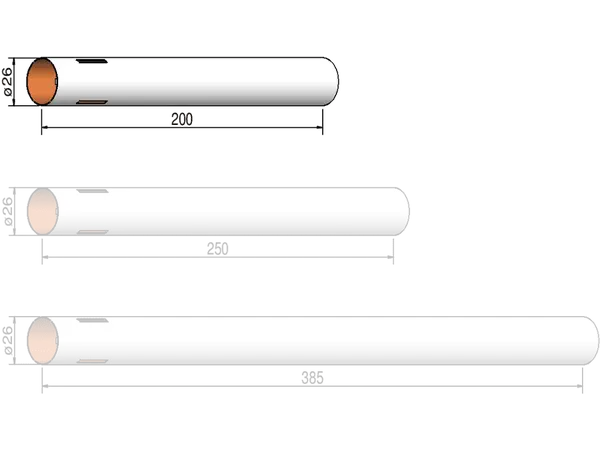 Lichaamsbuis 26 mm x 385 mm - 3 sleuven - casco Klima [CLONE] [CLONE]