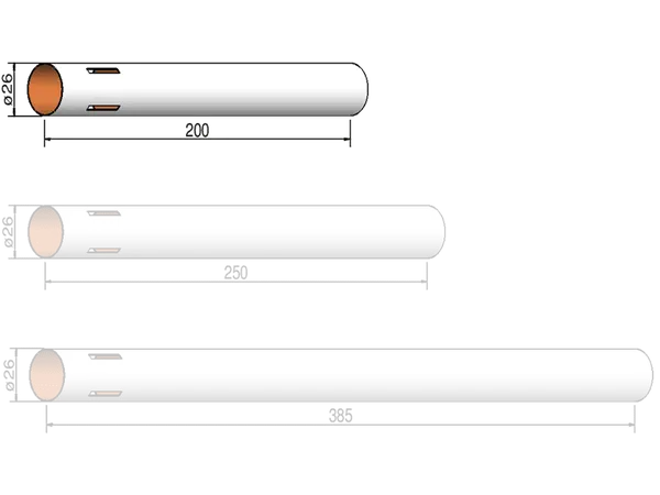 Körperrohr 26 mm x 385 mm – 3 Schlitze – Flugzeugzelle Klima [CLONE] [CLONE] [CLONE]