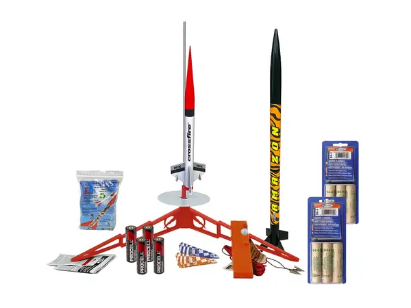 Kit de lanzamiento inicial Deluxe Tandem X con motores, todo incluido para 6 lanzamientos, kit de cohete modelo Estes con motores, Opciones de producto: Tandem X - Deluxe con motores