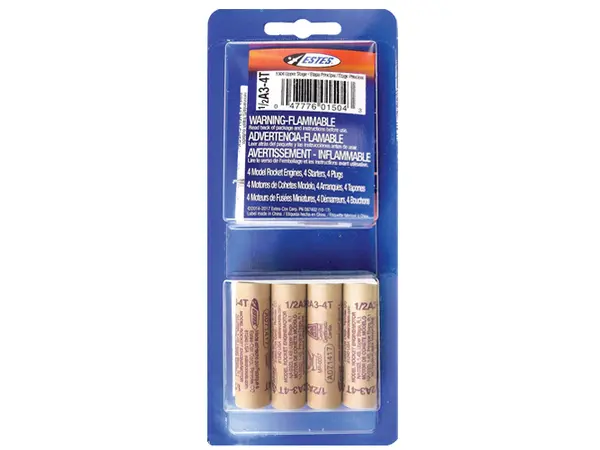 Moteurs de fusée modèle Estes 1 / 2A3-4T (lot de 4) moteurs 13 mm - mini