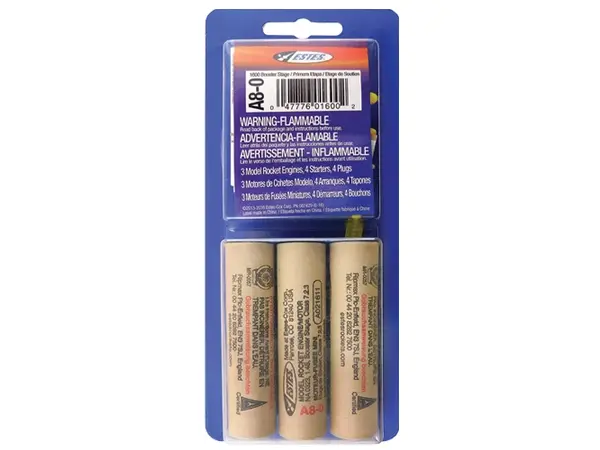 Estes A8-0 model rocket motors (3 pack) 18mm engines model rocketry