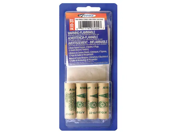 Estes A10-3T model rocket motors (4 pack) 13mm engines - mini model rocketry