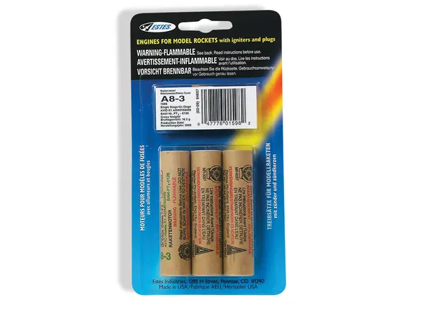 Estes A8-3 Modellraketenmotoren (3er-Pack) 18-mm-Motoren