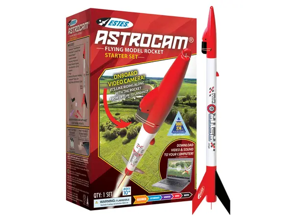 Estes Astrocam model rakiety startowej - rakieta 25 mm z kamerą Silniki 18 mm A gotowe do lotu, Opcje produktu: Rakieta Astrocam - zestaw startowy