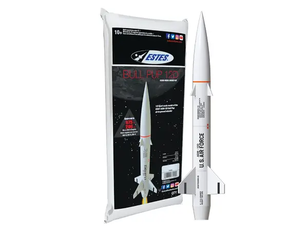 Kit de cohete modelo Estes Bull Pup 12D con motores de CA de 18 mm de montaje
