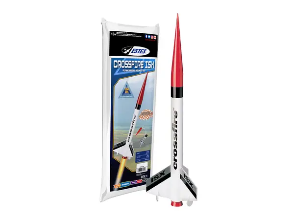 Kit de cohete modelo Estes Crossfire ISX: nivel de habilidad 1, motores de CA con montura de 18 mm