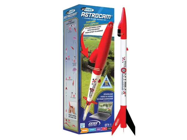 Kit de fusée modèle Estes Astrocam - fusée de 25 mm avec caméra, moteurs à courant alternatif de 18 mm, prêt à voler, Options du produit: Fusée Astrocam