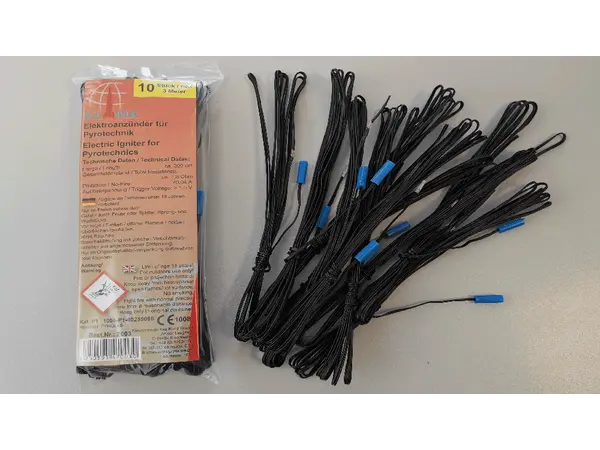 Klima 10 pack igniters/starters - Extra long wires (3meter), Other product options: Klima igniters/starters - 10 pack - 3m long wires model rocketry