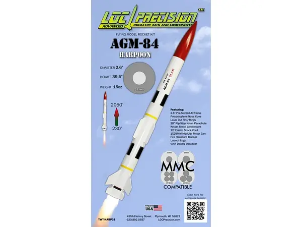 2,6-inch AGM-84 Harpoon-modelraket, 29 mm motoren D tot G-maat